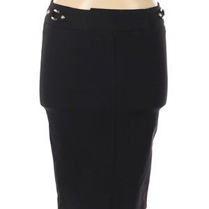 Celyn B. Wool Skirt Blk Buckle Design in Front and Zip Back Slit Sz 6 #531
